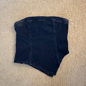Dark Wash Strapless Denim Tube Top